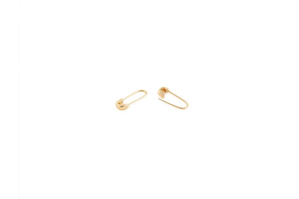 NEW KRIS NATIONS women's safety pin hoop earrings in gold